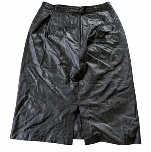 Vintage 80s Expressions Genuine Leather Midi Skirt Women’s 9/10 Black